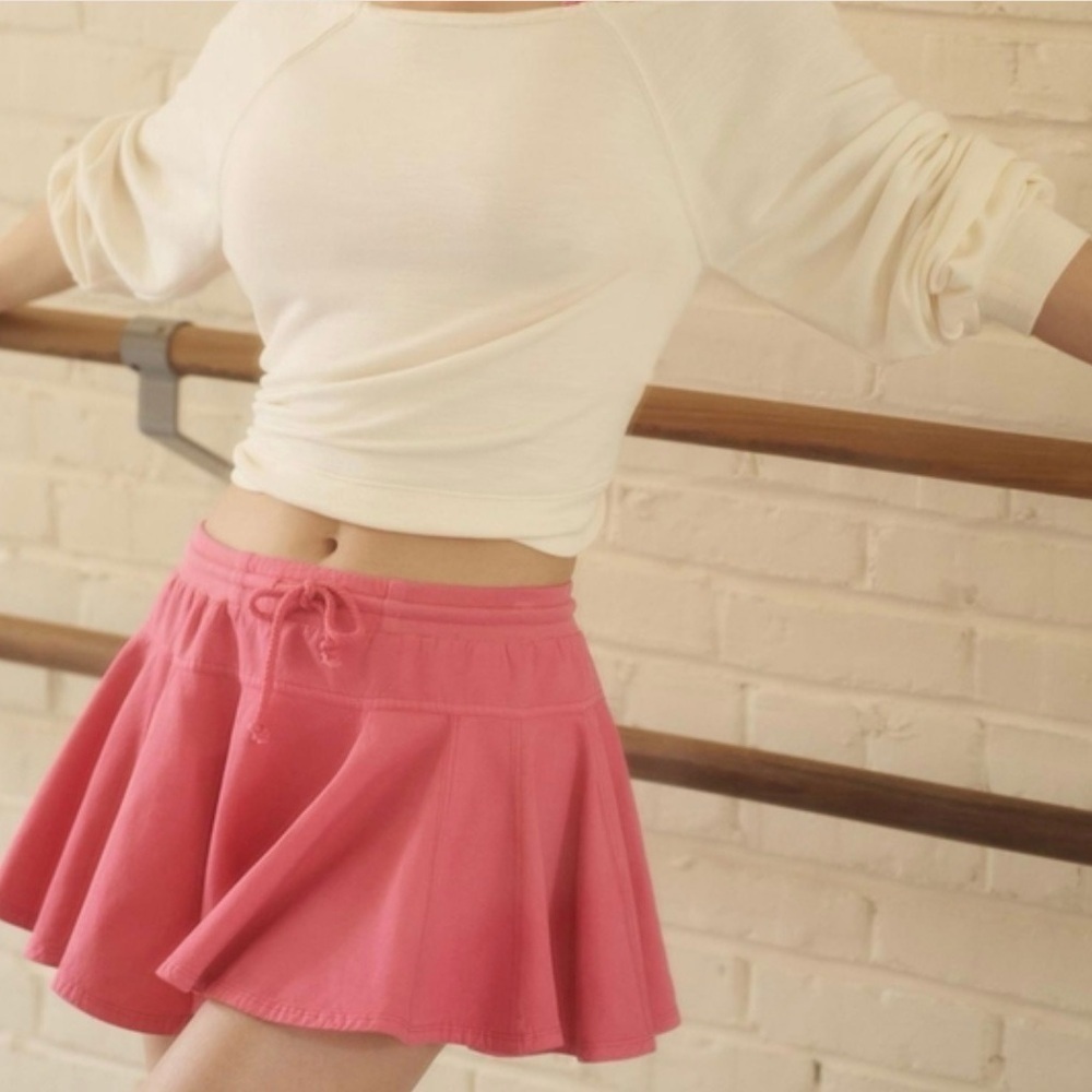 Anthropologie Daily Practice Courtside Mini Skirt Cotton Blend Pink NWT